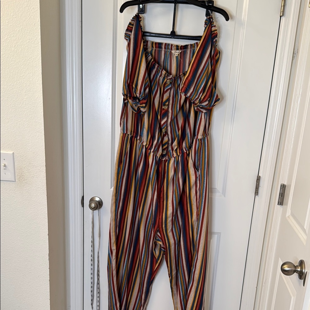 Hint of Blush jumpsuit multicolor  pockets, wide leg 3X